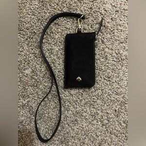 Black Nylon Kate Spade ID Holder with Card Slots & Lanyard